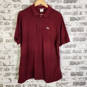 Lacoste Polo Shirt Men's Size‎ Large Maroon Croc Logo Preppy Classic Fit Casual